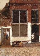 VERMEER VAN DELFT, Jan The Little Street (detail)  et oil painting